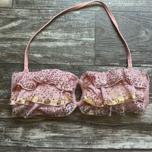 Victoria’s Secret Pink Ruffled Sequin Bikini Top